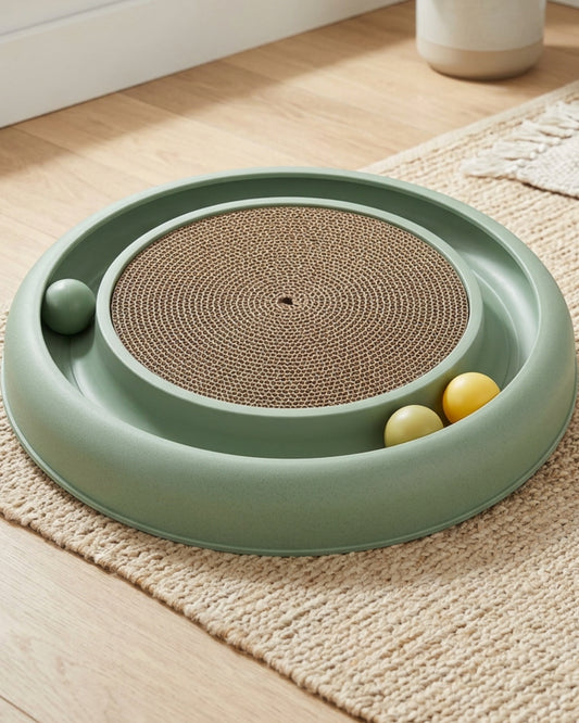 Ygbxf Round Track Corrugated Cat Scratcher 16 Inch Sage - Lifestyle view